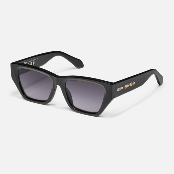 quay australia no apologies black brown square angled grommet detail sunglasses - Picture 10 of 10
